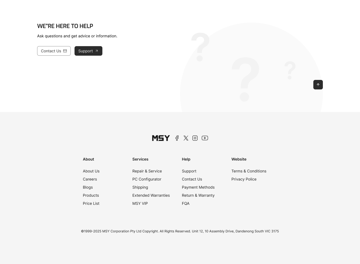 MSY website's header screen shot