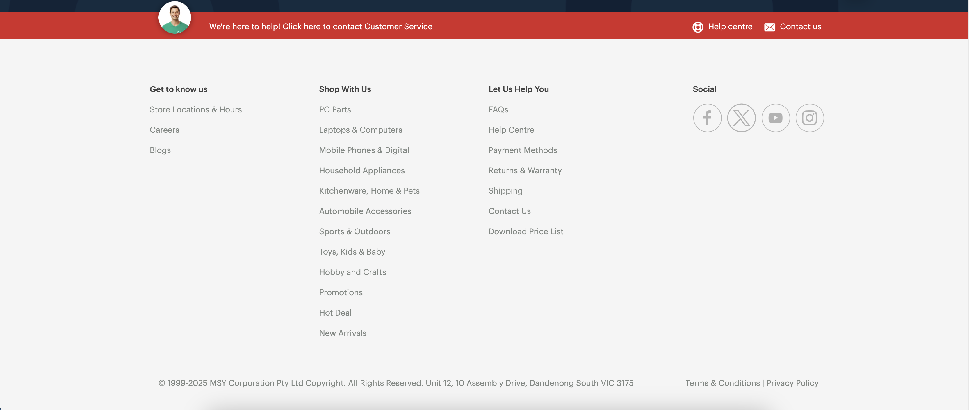 MSY website's header screen shot