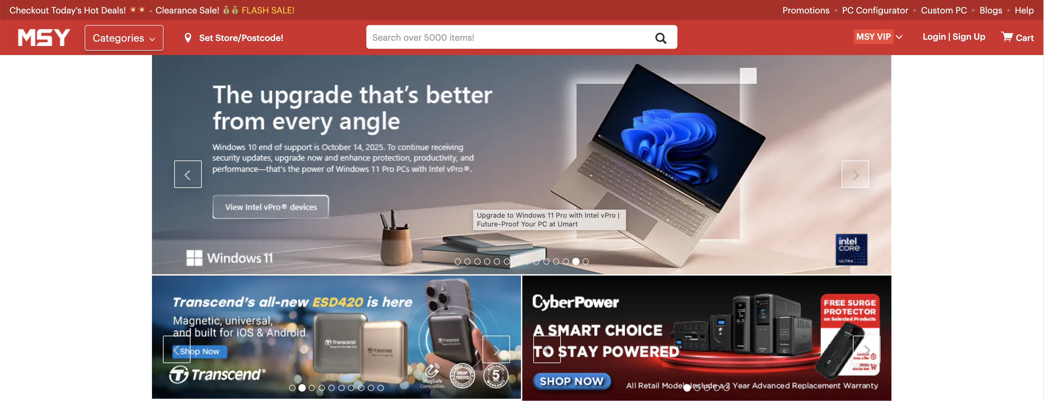 MSY website's header screen shot