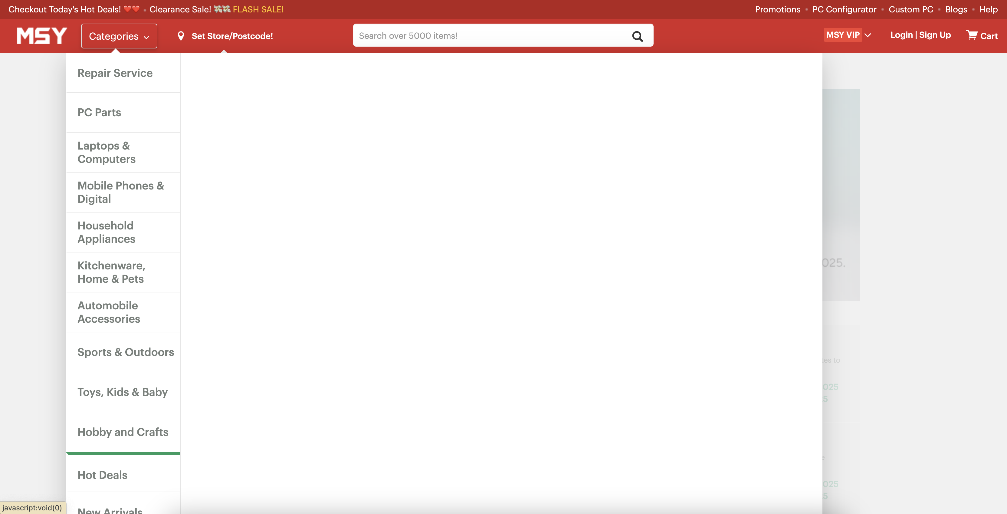 MSY website's header screen shot