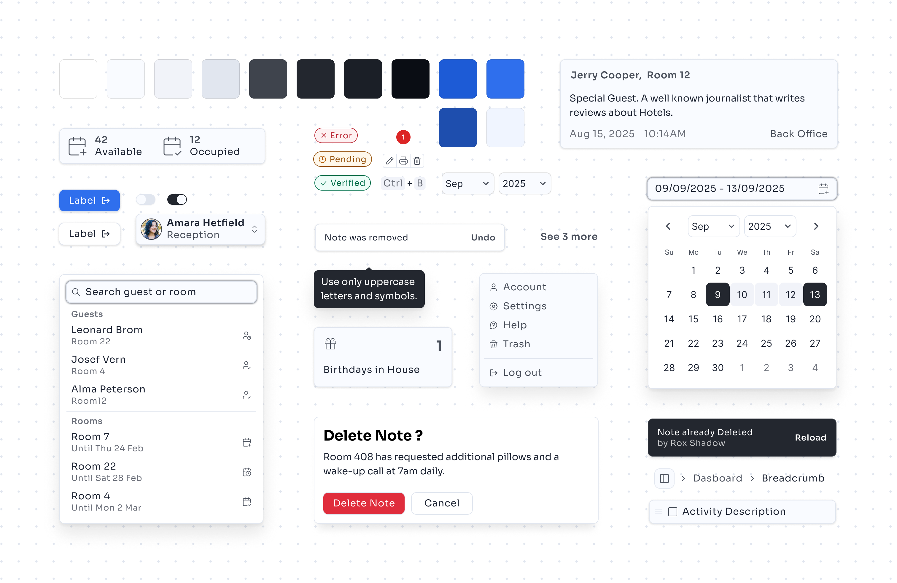 Image shows some elements of the design system that contribute to consistency.